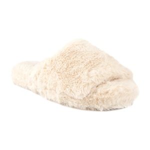 Brand New. True Craft furry warm slippers off white. 1” heel